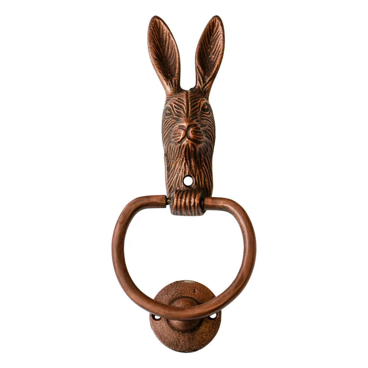 Ivyline Cast Iron Hare Door Knocker Antique Copper
