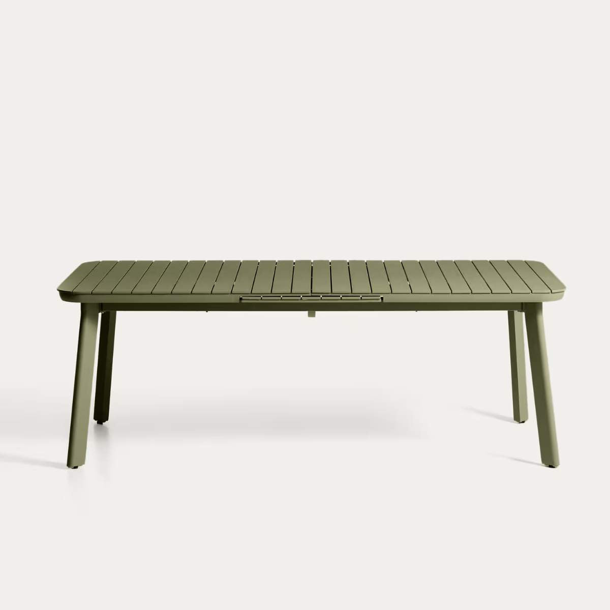 Kave Home Izola extendable outdoor table in aluminium with green finish 220 (280) x 100cm