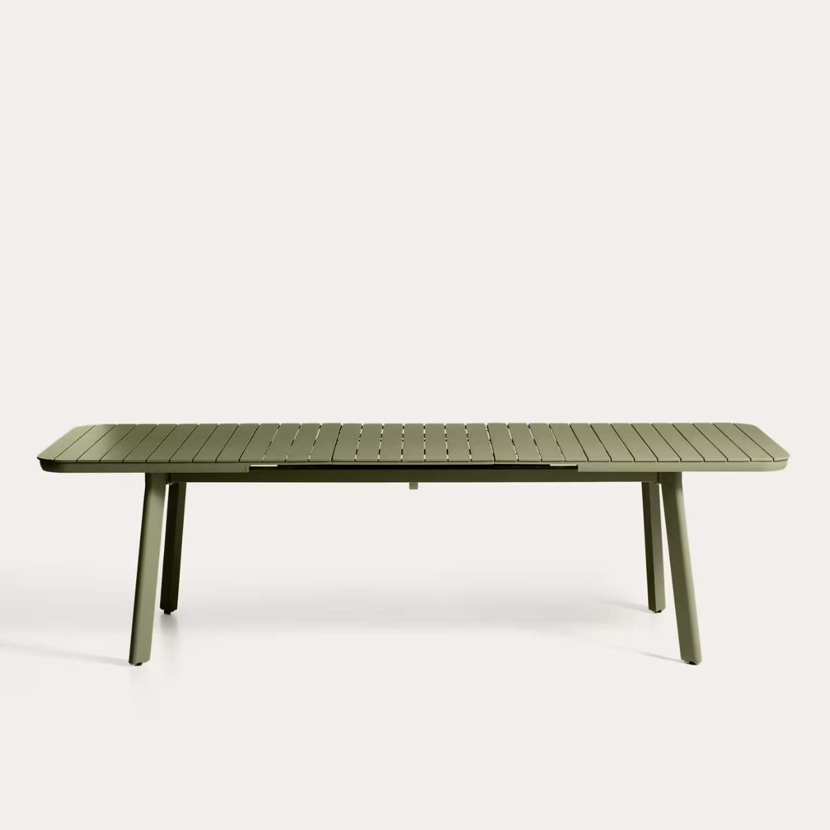 Kave Home Izola extendable outdoor table in aluminium with green finish 220 (280) x 100cm