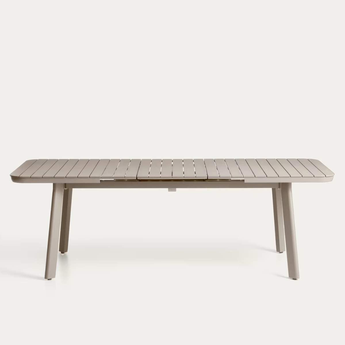 Kave Home Izola extendable outdoor table in aluminium with taupe finish 185 (235) x 100 cm