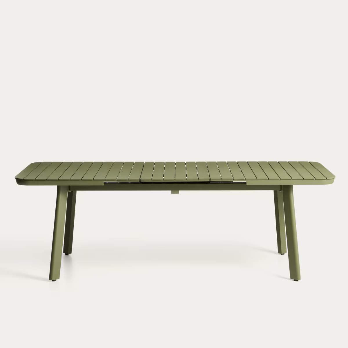 Kave Home Izola extendable outdoor table in aluminium with green finish 185 (235) x 100cm