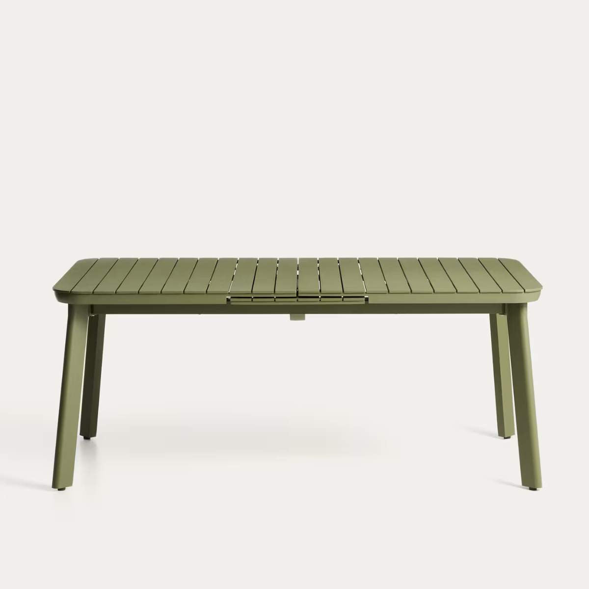 Kave Home Izola extendable outdoor table in aluminium with green finish 185 (235) x 100cm