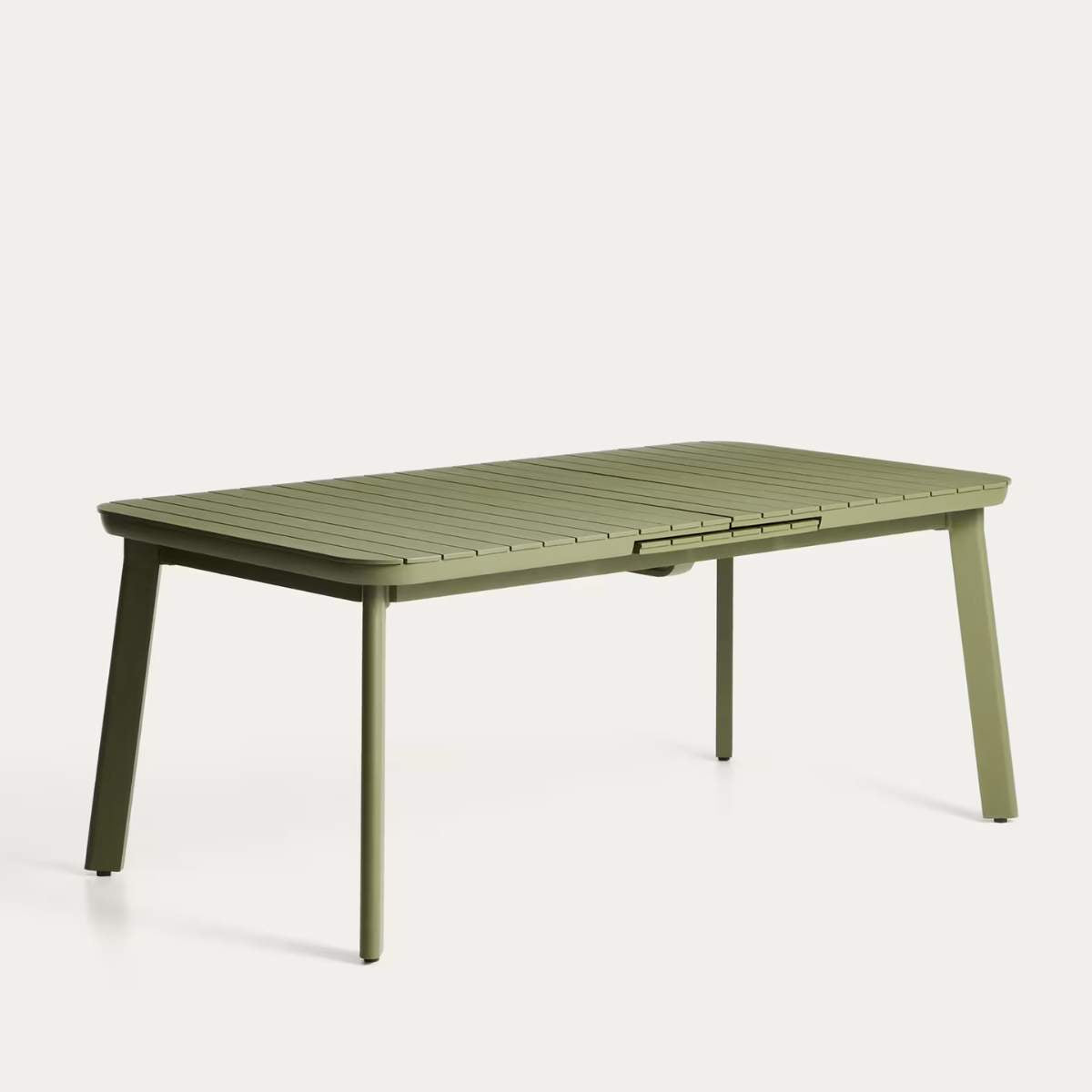 Kave Home Izola extendable outdoor table in aluminium with green finish 185 (235) x 100cm