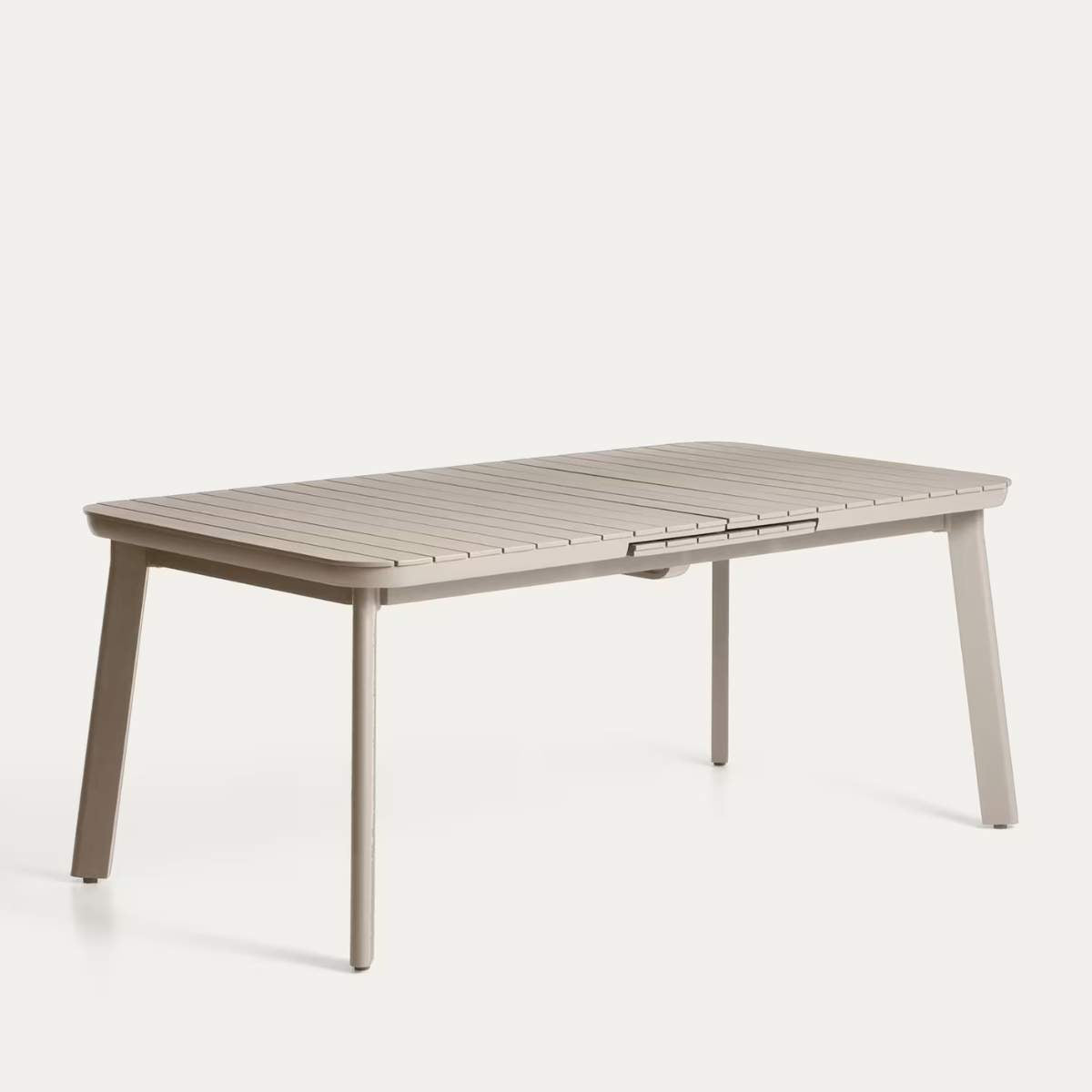 Kave Home Izola extendable outdoor table in aluminium with taupe finish 185 (235) x 100 cm