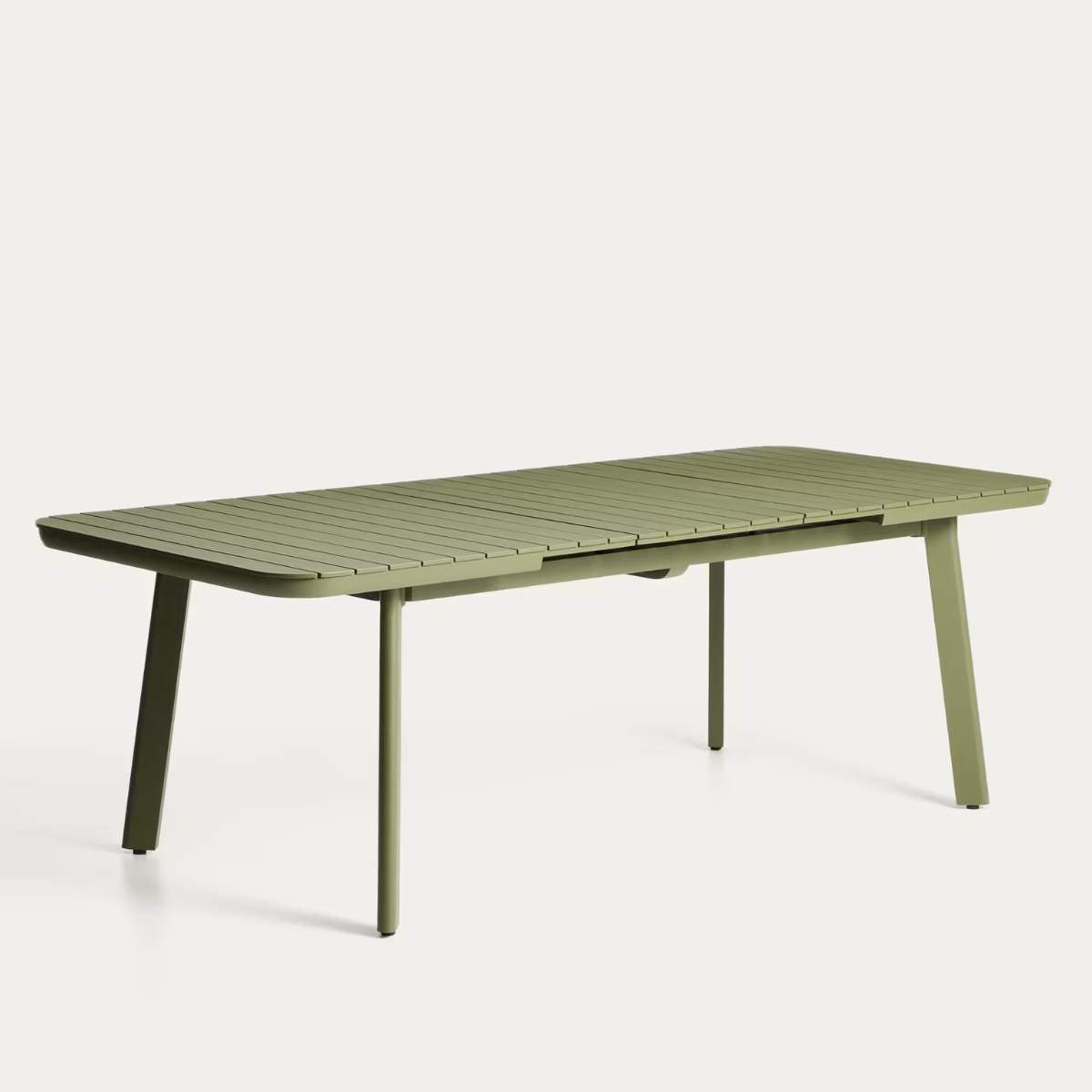 Kave Home Izola extendable outdoor table in aluminium with green finish 185 (235) x 100cm
