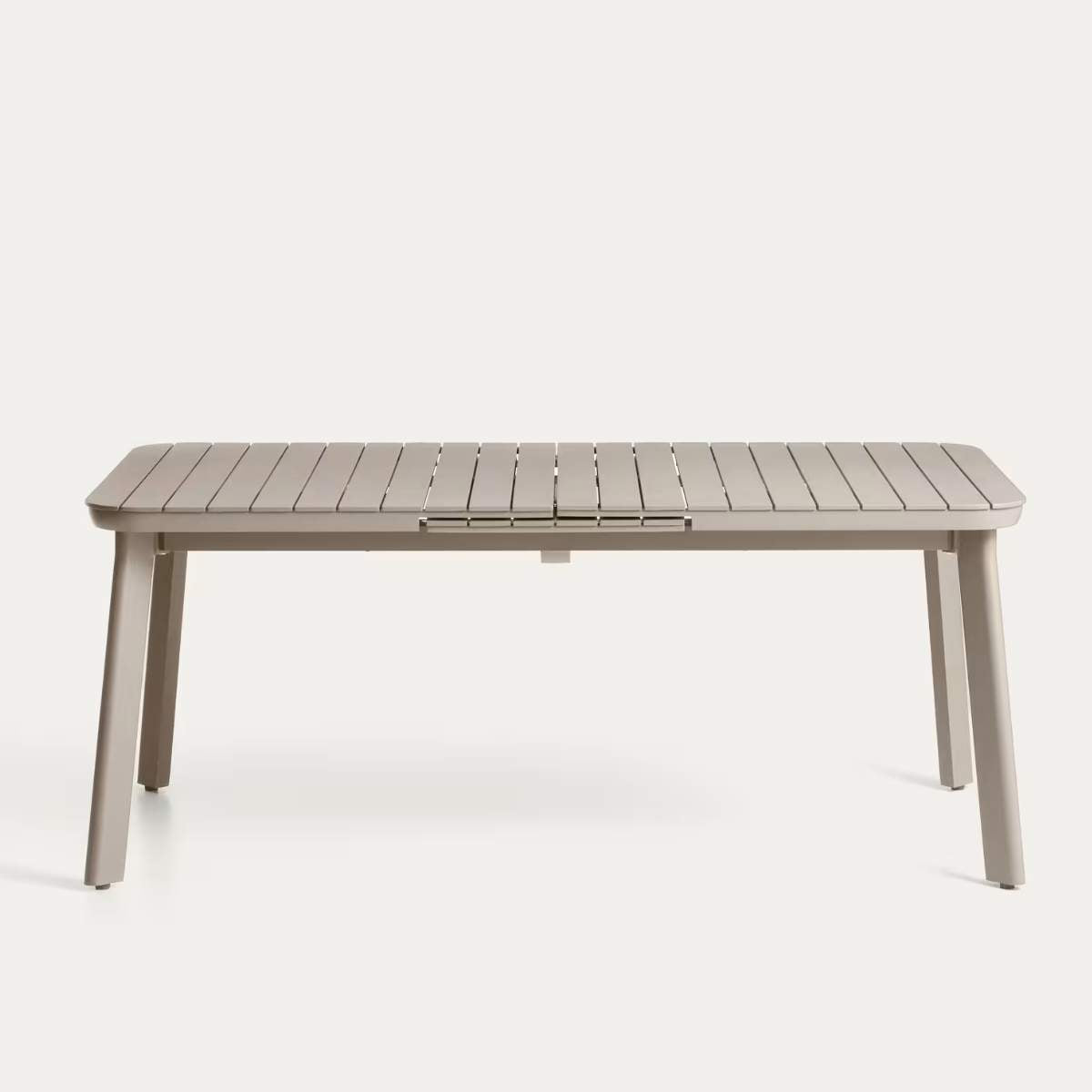 Kave Home Izola extendable outdoor table in aluminium with taupe finish 185 (235) x 100 cm