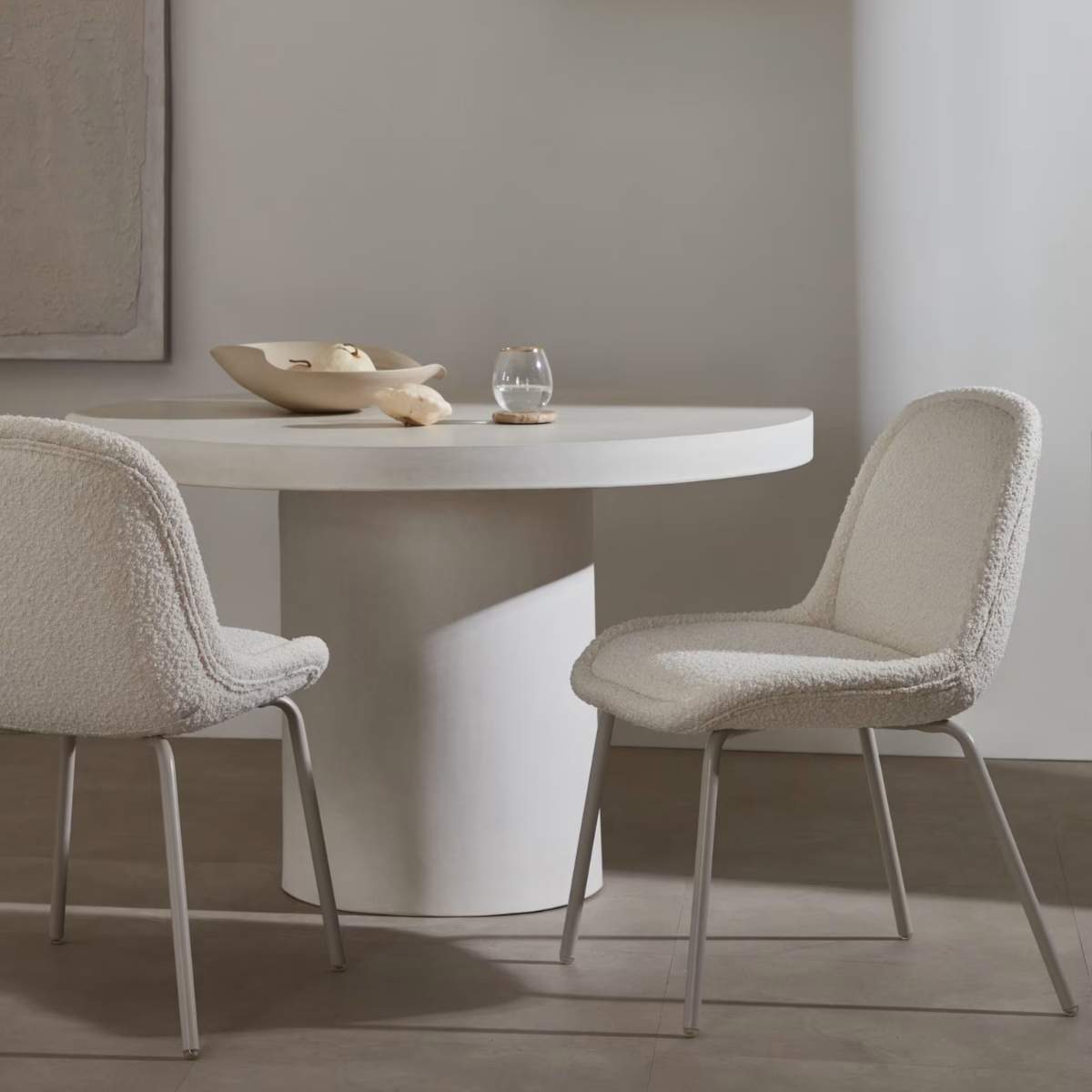 Kave Home Aiguablava Round Table In White Cement-Beaumonde