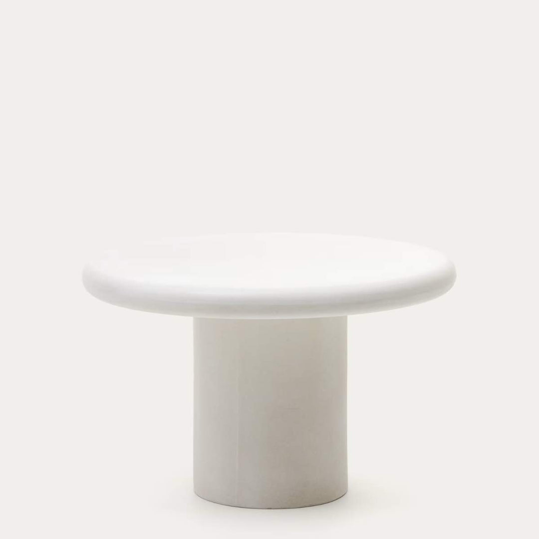 Kave Home Addaia Round Table Made Of White Cement-Beaumonde