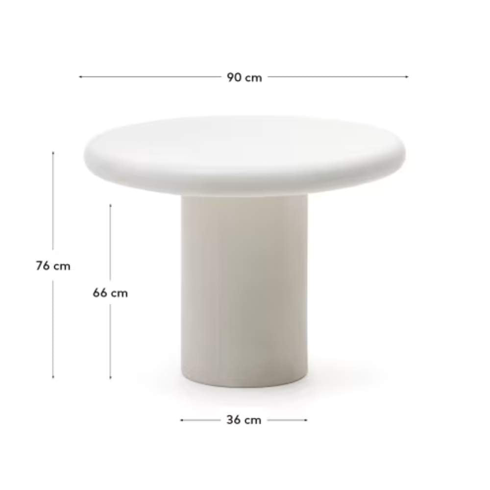 Kave Home Addaia Round Table in White Cement Ø90 cm