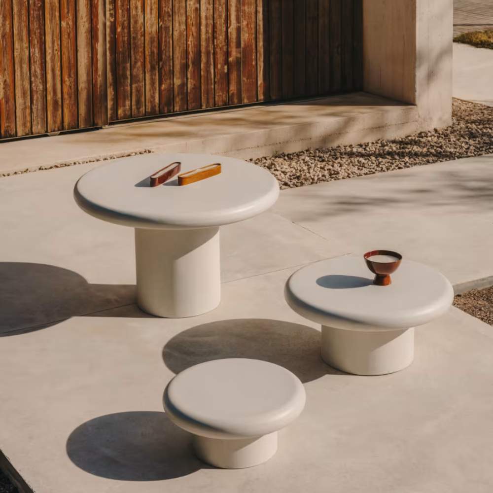 Kave Home Addaia Round Table in White Cement Ø90 cm