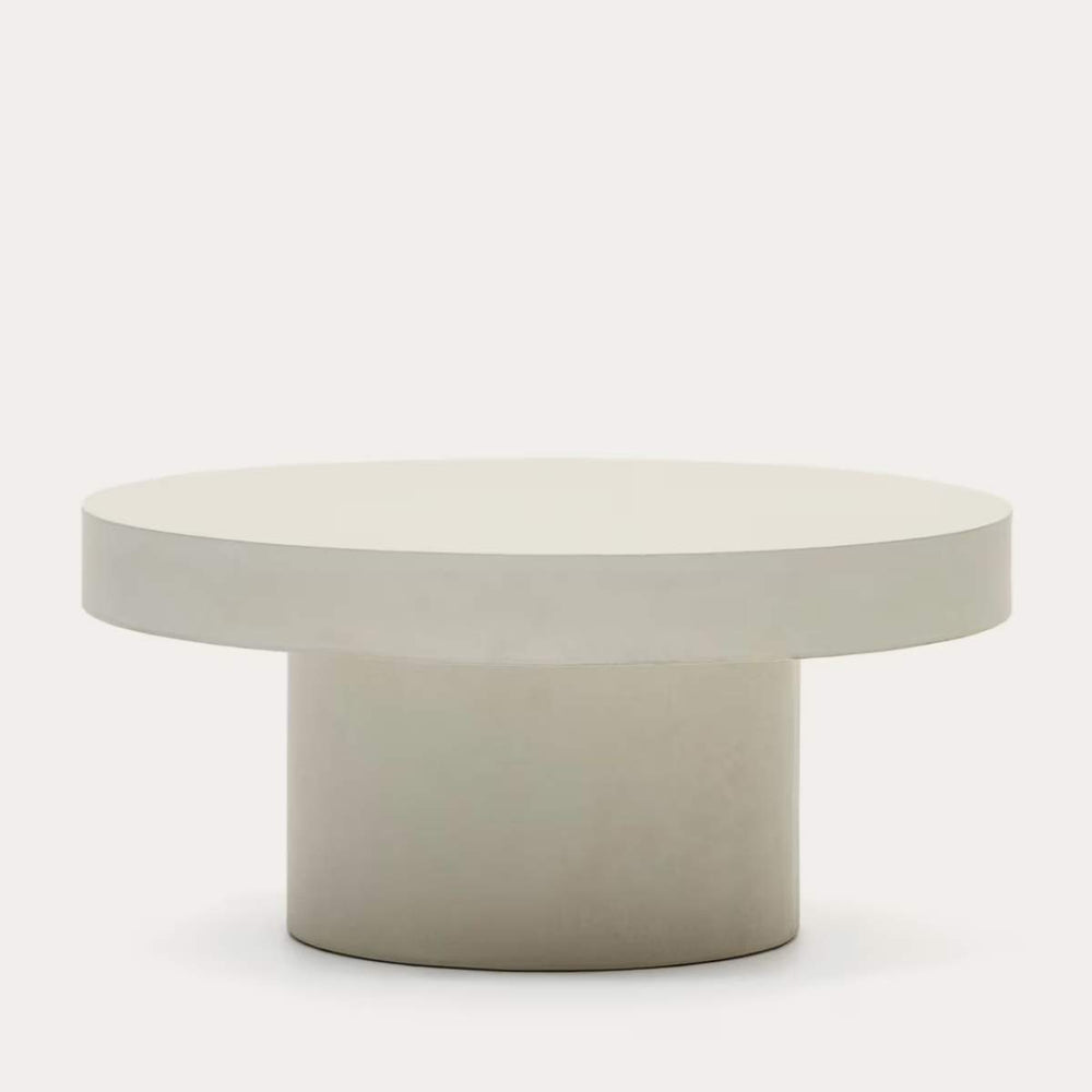 Kave Home Aiguablava Round Coffee Table In White Cement-Beaumonde