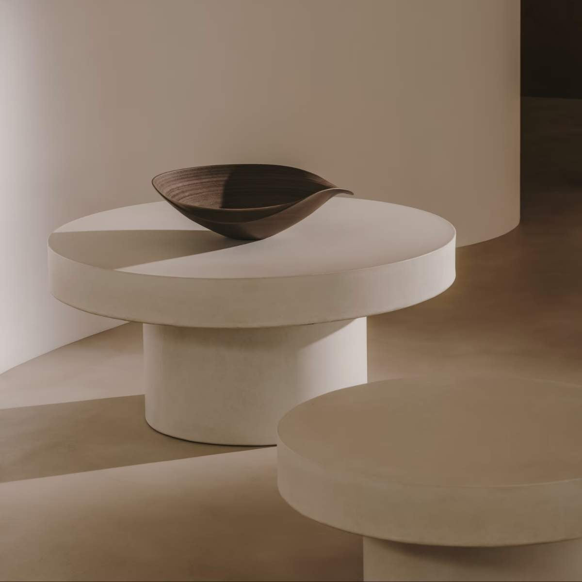 Kave Home Aiguablava Round Coffee Table In White Cement-Beaumonde