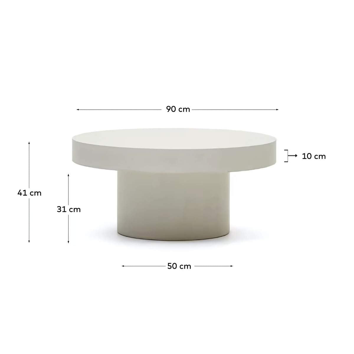 Kave Home Aiguablava Round Coffee Table In White Cement-Beaumonde