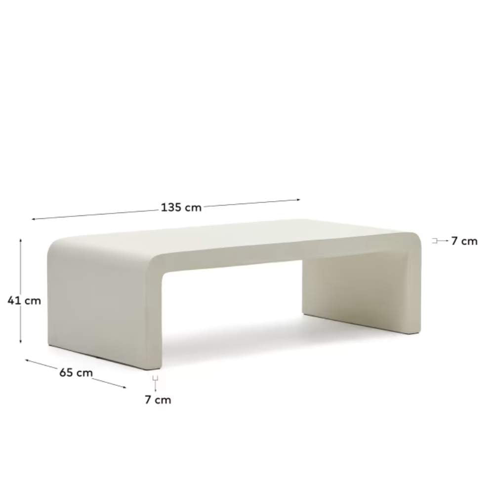 Kave Home Aiguablava Coffee Table in White Cement, 135 x 65 cm