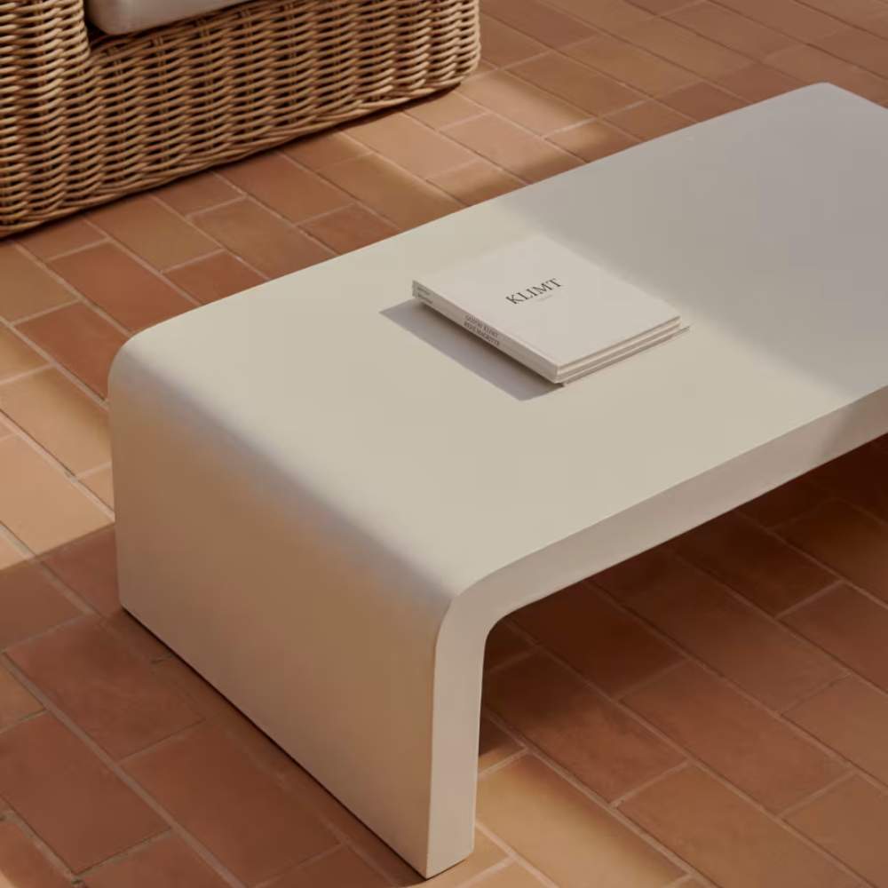 Kave Home Aiguablava Coffee Table in White Cement, 135 x 65 cm