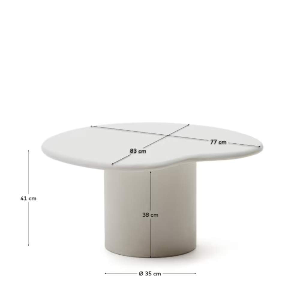 Kave Home Macarella White Cement Coffee Table, 83 x 77 cm