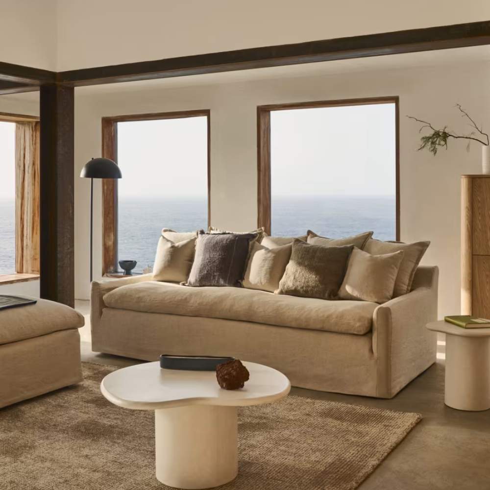 Kave Home Macarella White Cement Coffee Table, 83 x 77 cm