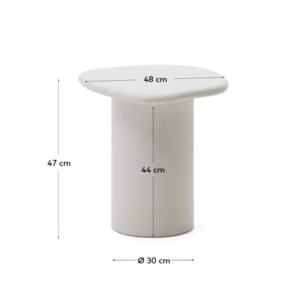 Kave Home Macarella White Cement Side Table, 48 x 47 cm