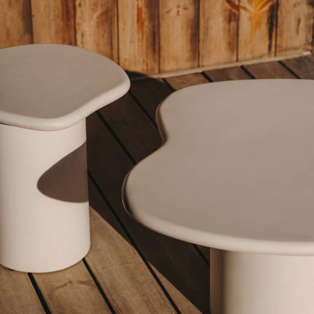 Kave Home Macarella White Cement Side Table, 48 x 47 cm