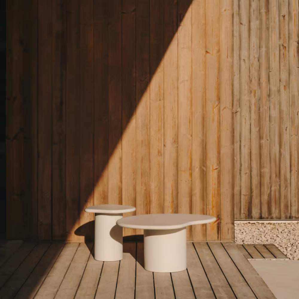 Kave Home Macarella White Cement Side Table, 48 x 47 cm