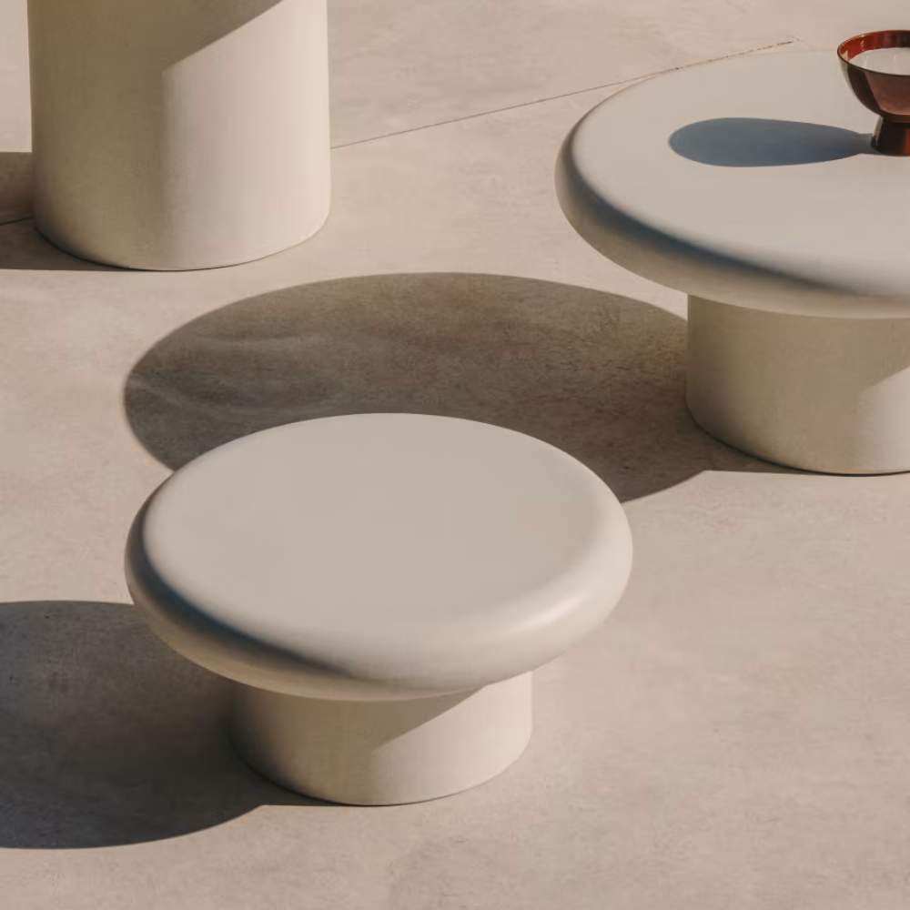 Kave Home Addaia Round White Cement Coffee Table Ø66 cm