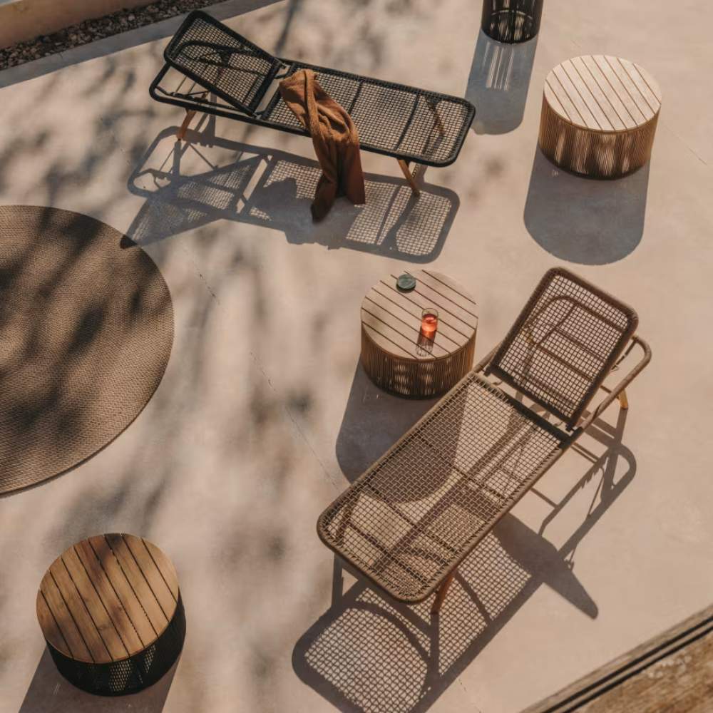 Kave Home Dandara Coffee Table – Ø60 cm, FSC 100% Solid Acacia Wood, Steel & Beige Cord