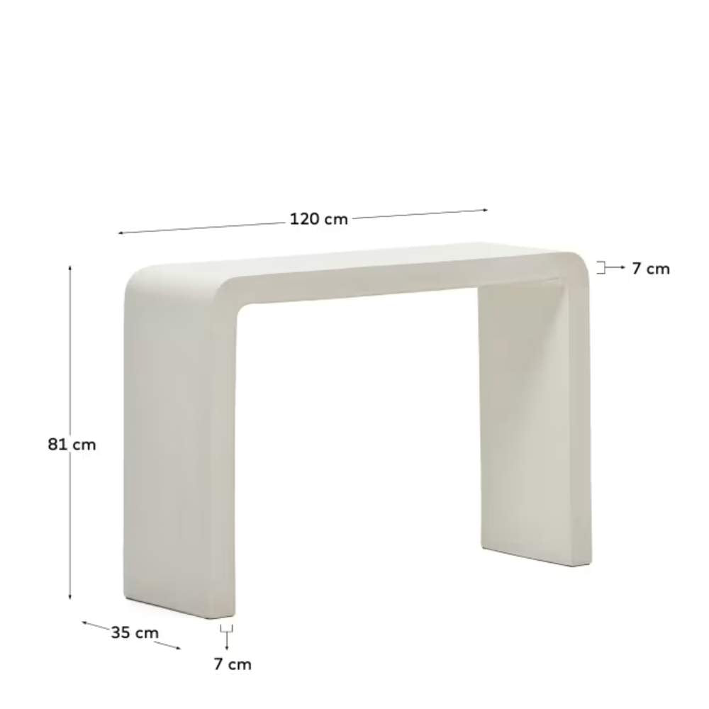 Kave Home Aiguablava Console in White Cement, 120 x 80 cm