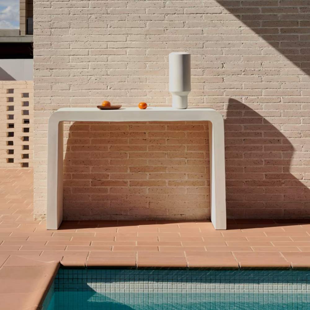 Kave Home Aiguablava Console in White Cement, 120 x 80 cm