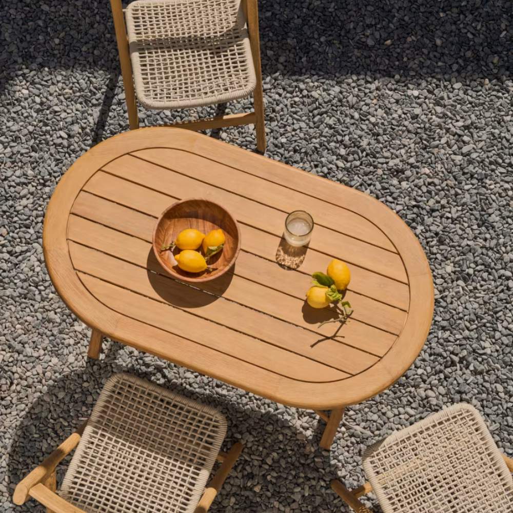 Kave Home Dandara Folding Table in Solid Acacia Wood, Natural Finish, Ø 120 x 60 cm, FSC 100%
