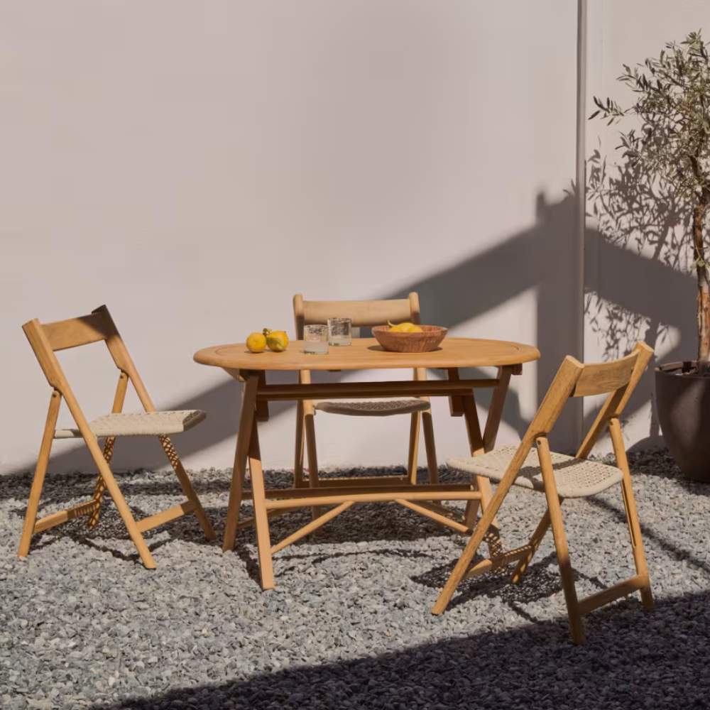 Kave Home Dandara Folding Table in Solid Acacia Wood, Natural Finish, Ø 120 x 60 cm, FSC 100%