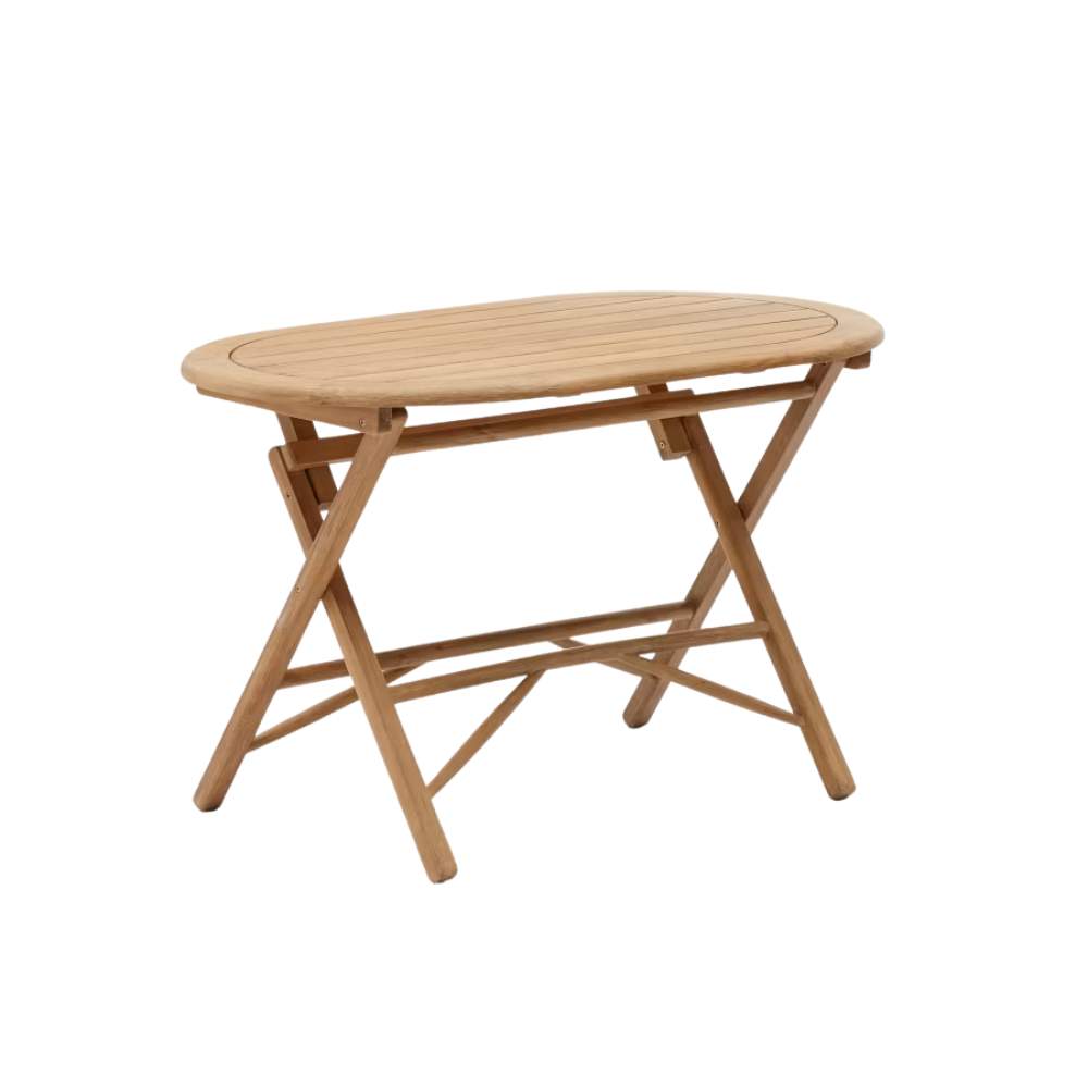 Kave Home Dandara Folding Table in Solid Acacia Wood, Natural Finish, Ø 120 x 60 cm, FSC 100%