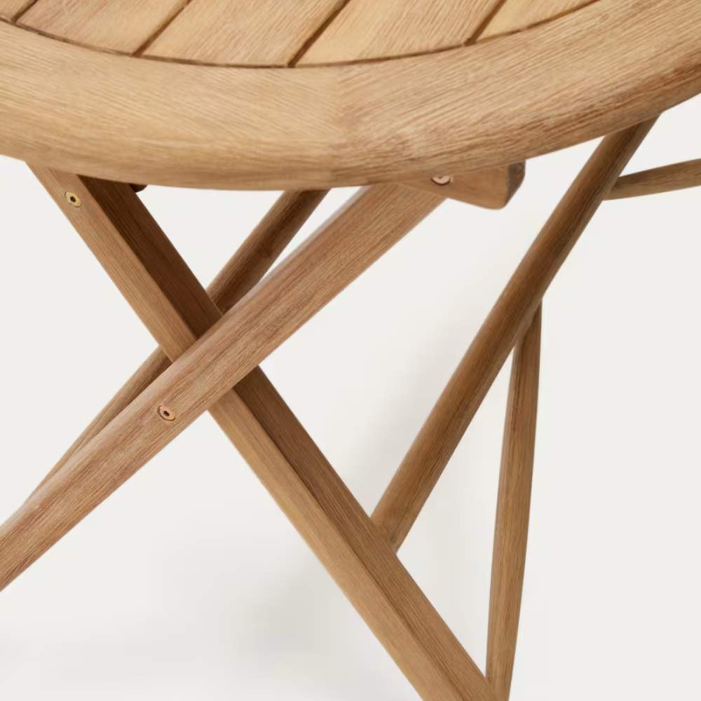 Kave Home Dandara Folding Table in Solid Acacia Wood, Natural Finish, Ø 120 x 60 cm, FSC 100%