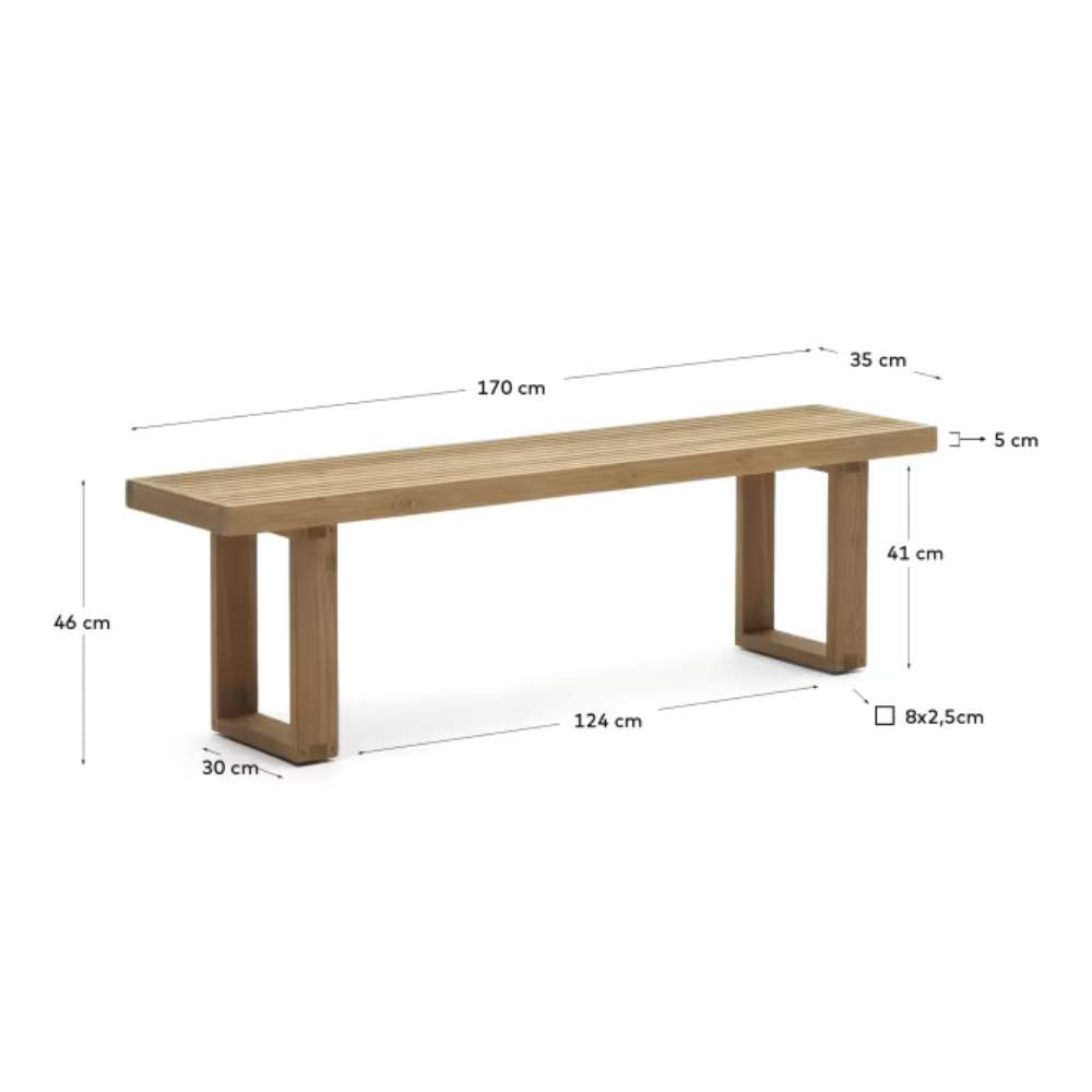 Kave Home Canadell 100% Outdoor Solid Recycled Teak Bench, 170 cm