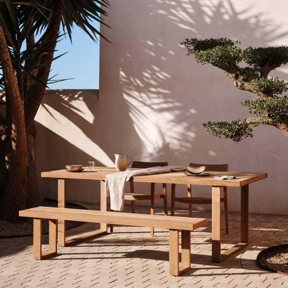 Kave Home Canadell 100% Outdoor Solid Recycled Teak Bench, 170 cm