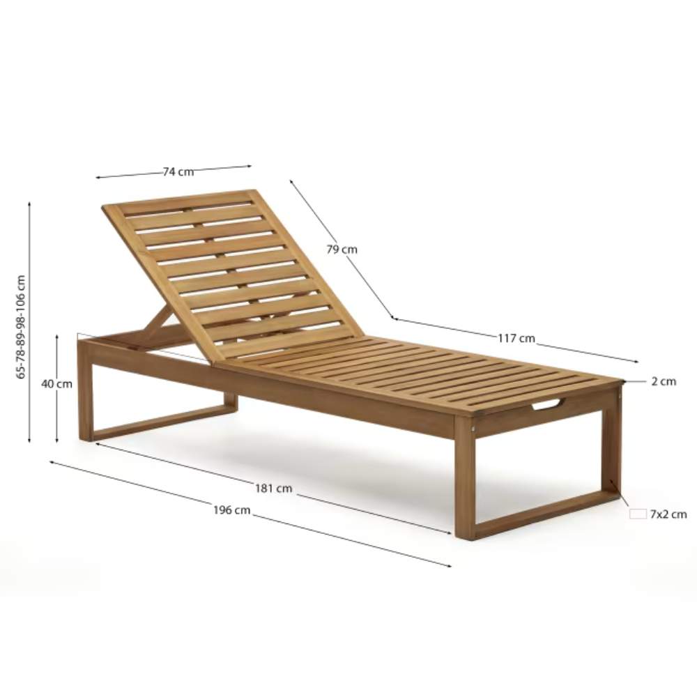 Kave Home Sulamita Outdoor Sun Lounger Made from Solid Acacia Wood FSC 100%