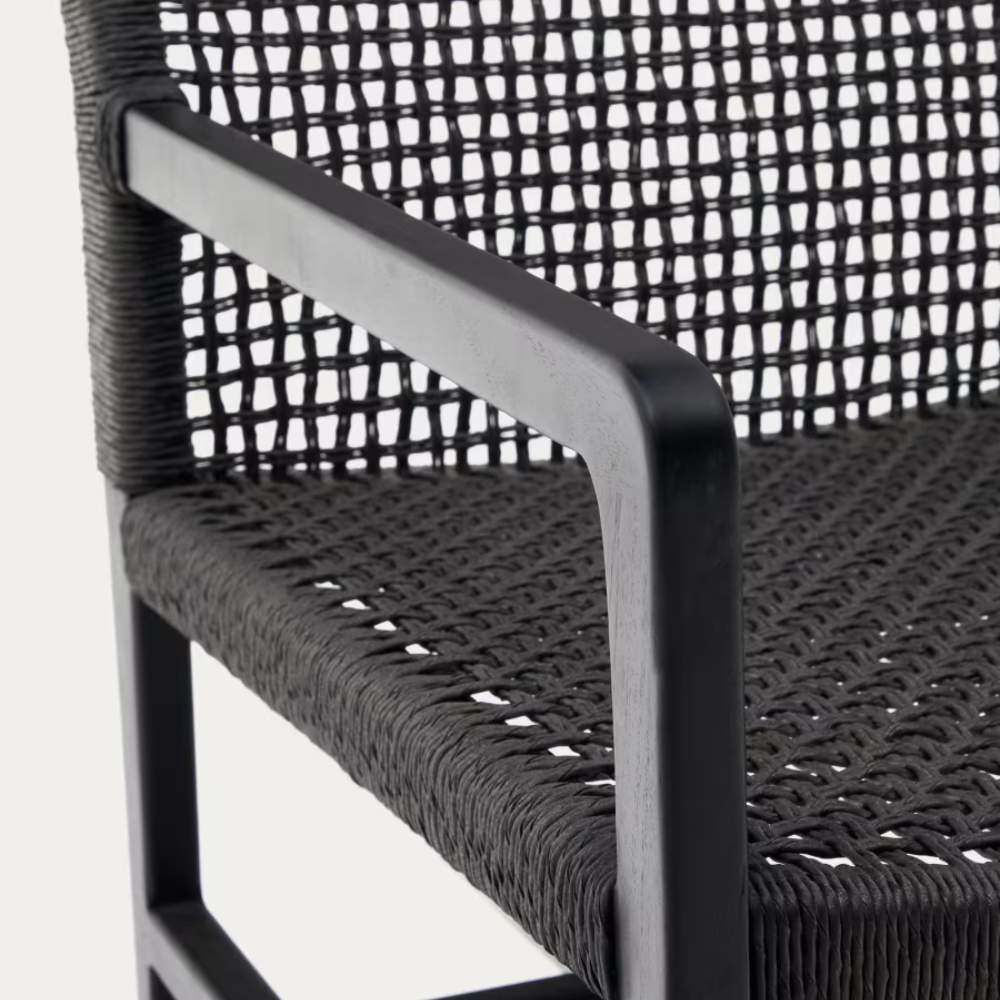 Kave Home Sabolla Armchair – Solid Teak Wood with Black Finish