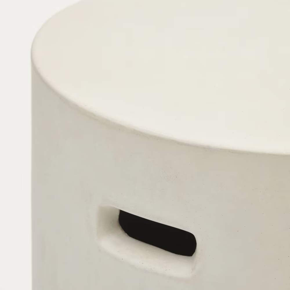 Kave Home Aiguablava Footrest in White Cement, Ø 37 cm
