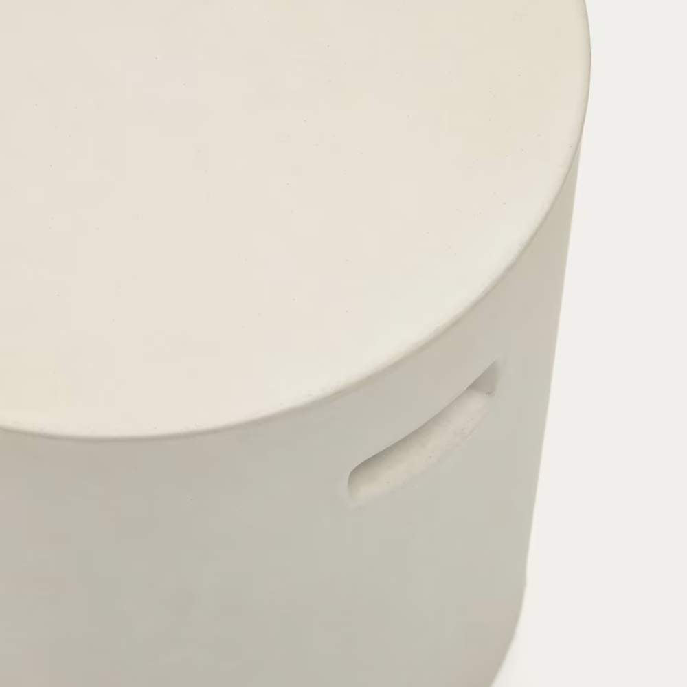 Kave Home Aiguablava Footrest in White Cement, Ø 37 cm