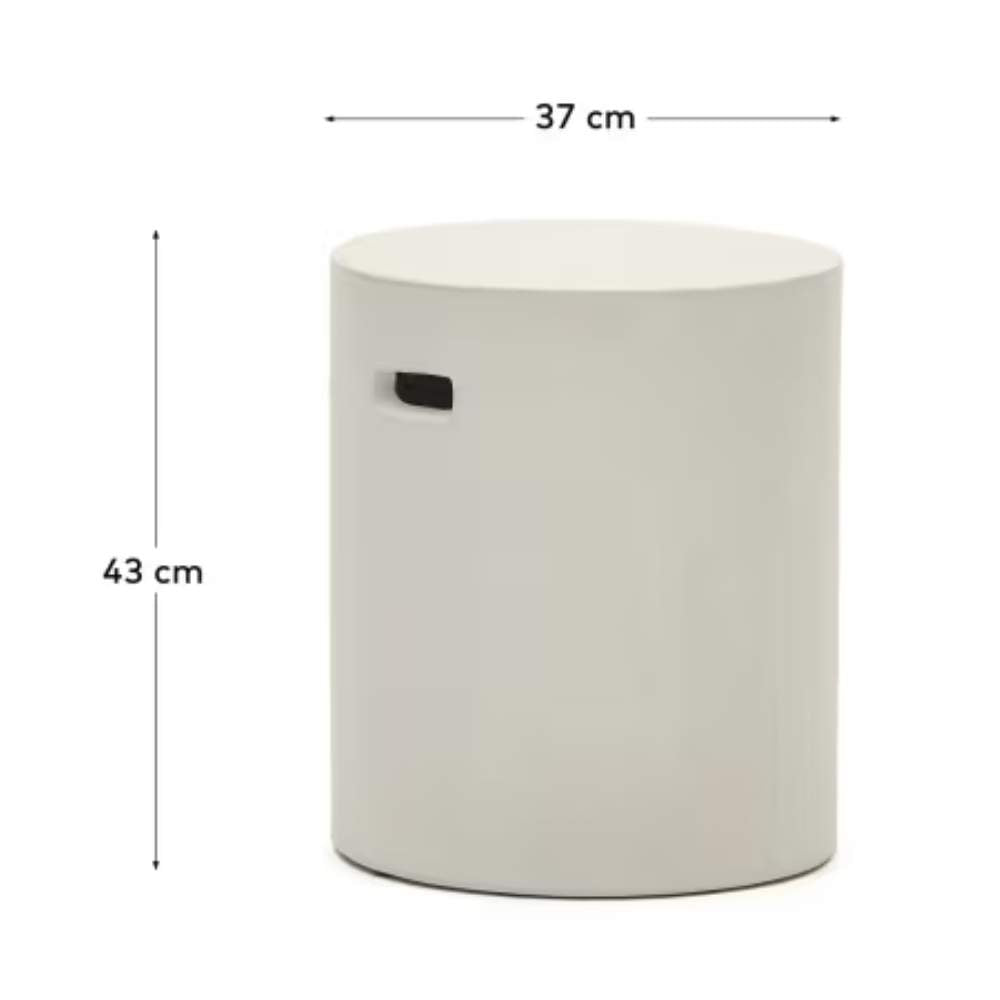 Kave Home Aiguablava Footrest in White Cement, Ø 37 cm