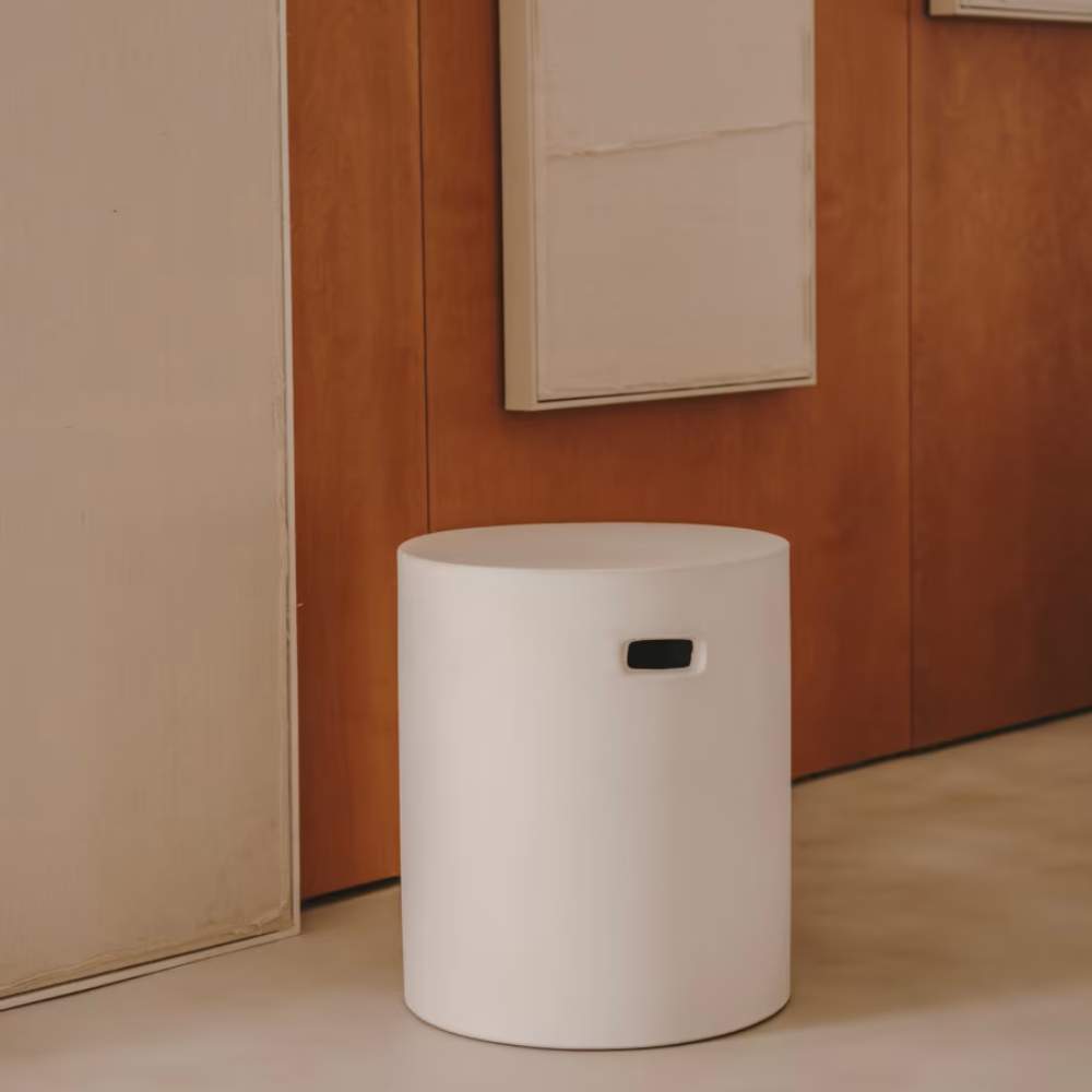 Kave Home Aiguablava Footrest in White Cement, Ø 37 cm