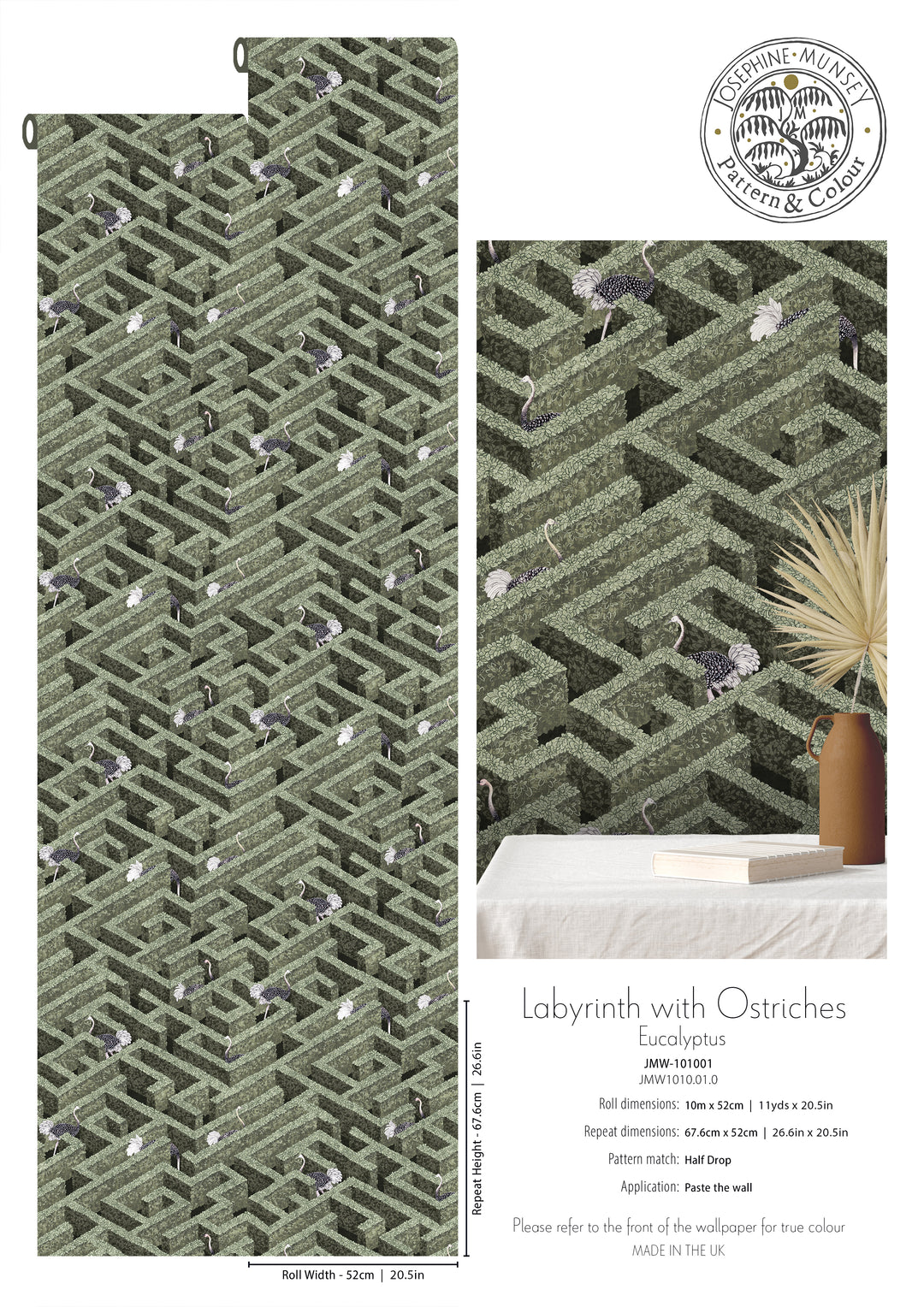 Labyrinth With Ostriches Wallpaper-Beaumonde