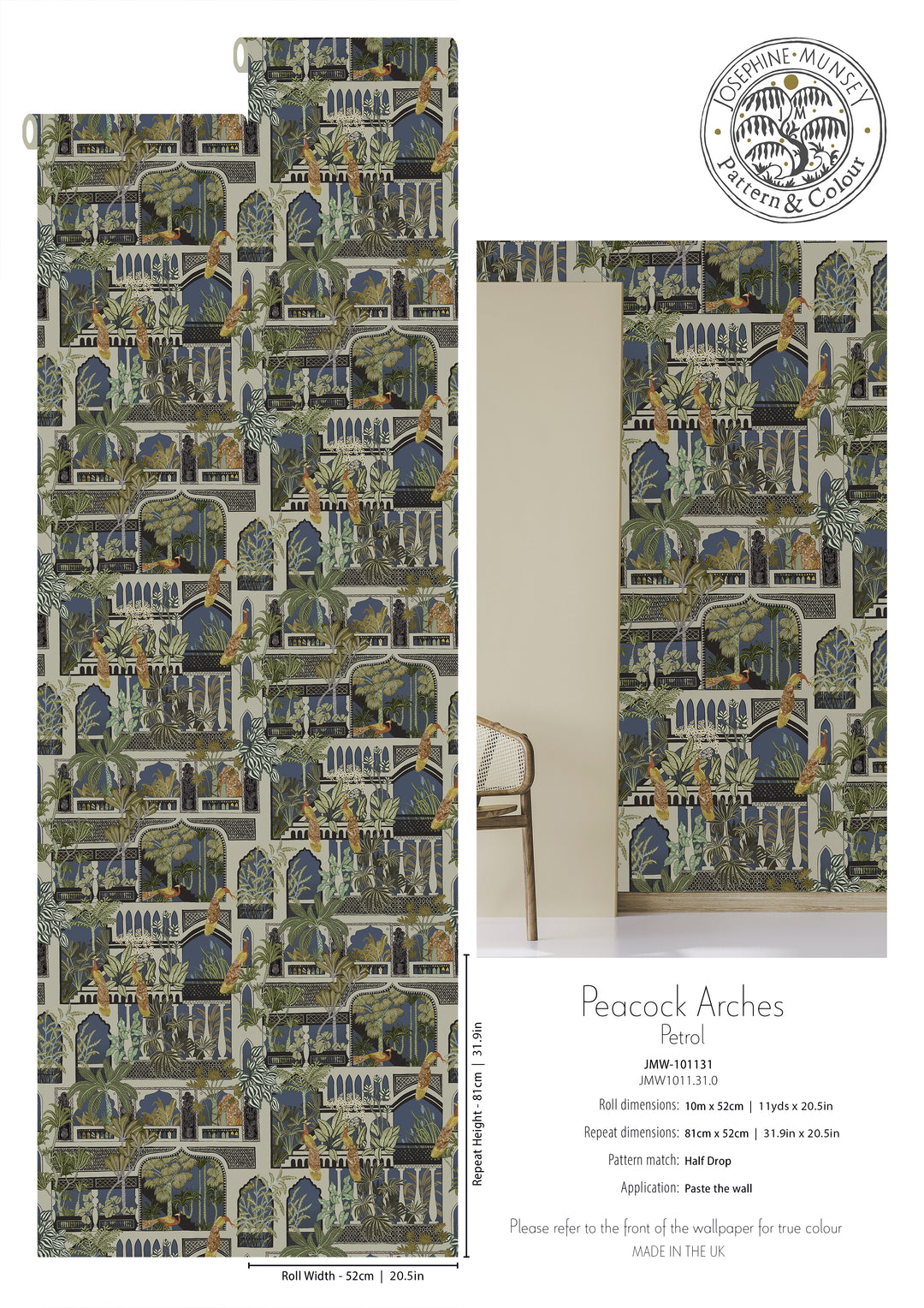 Peacock Arches Wallpaper-Beaumonde