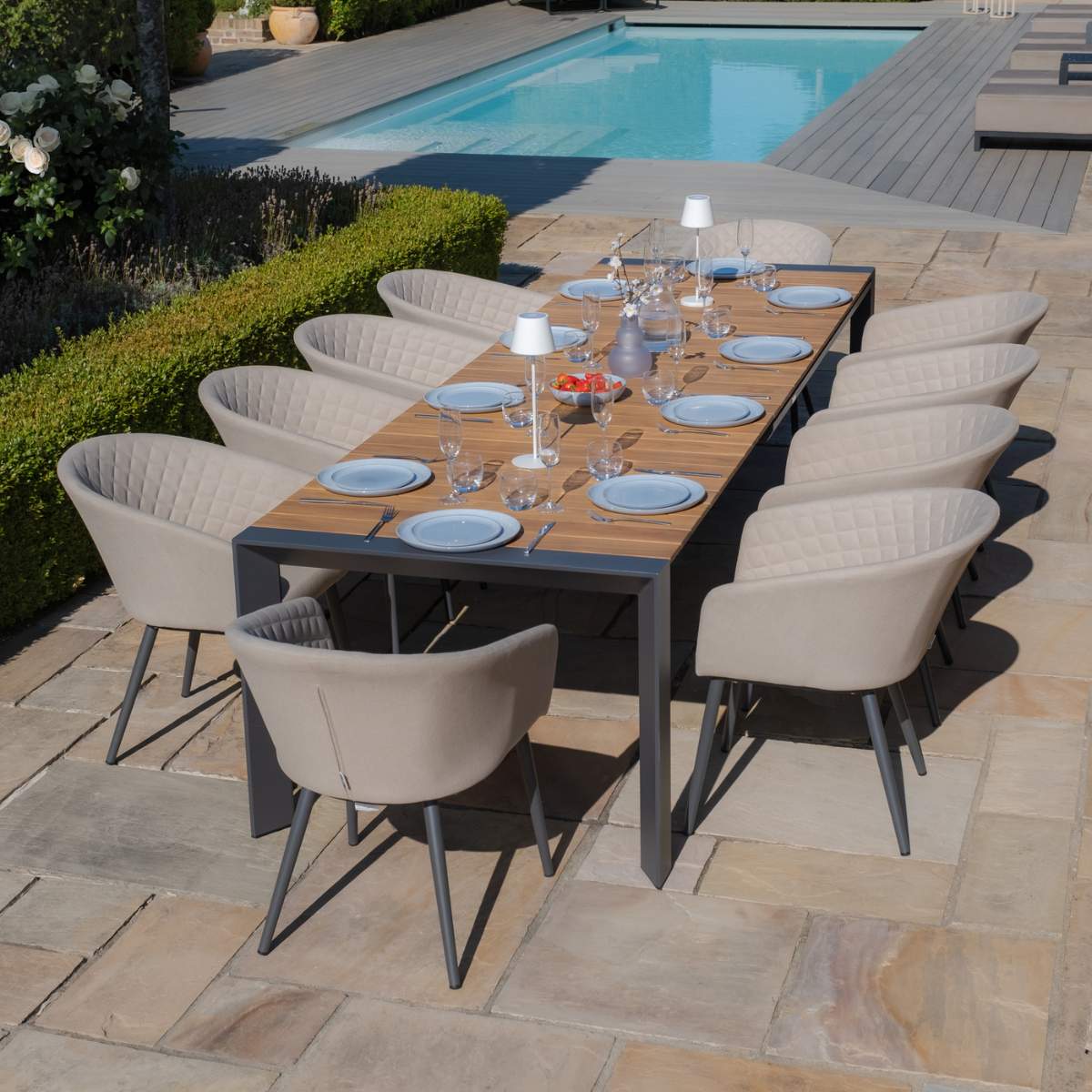 Maze - Jakarta 6 - 10 Seat Rectangular Extending Teak Dining Table