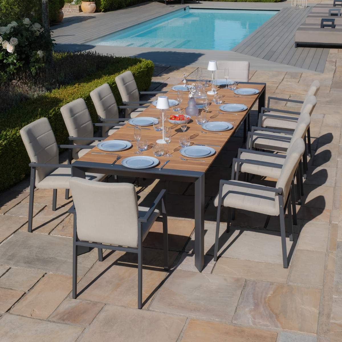 Maze - Jakarta 6 - 10 Seat Rectangular Extending Teak Dining Table