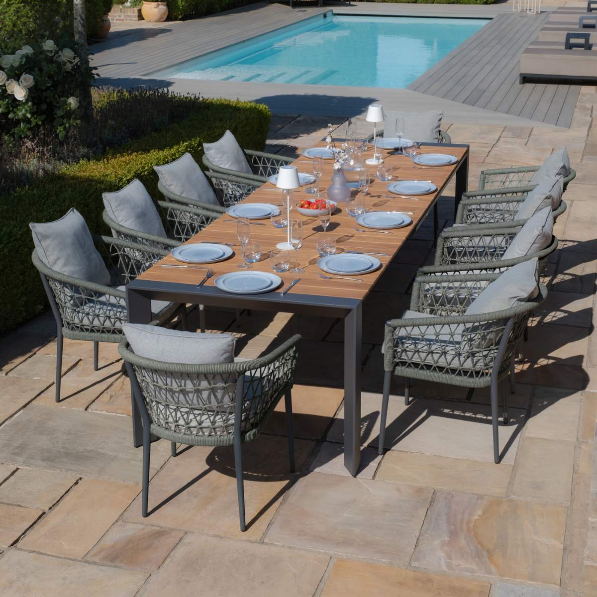 Maze - Jakarta 6 - 10 Seat Rectangular Extending Teak Dining Table