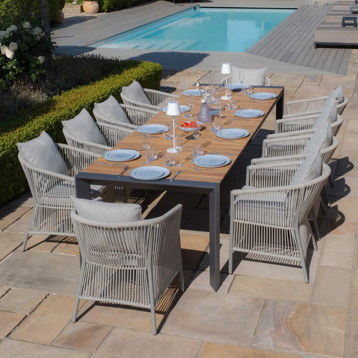 Maze - Jakarta 6 - 10 Seat Rectangular Extending Teak Dining Table