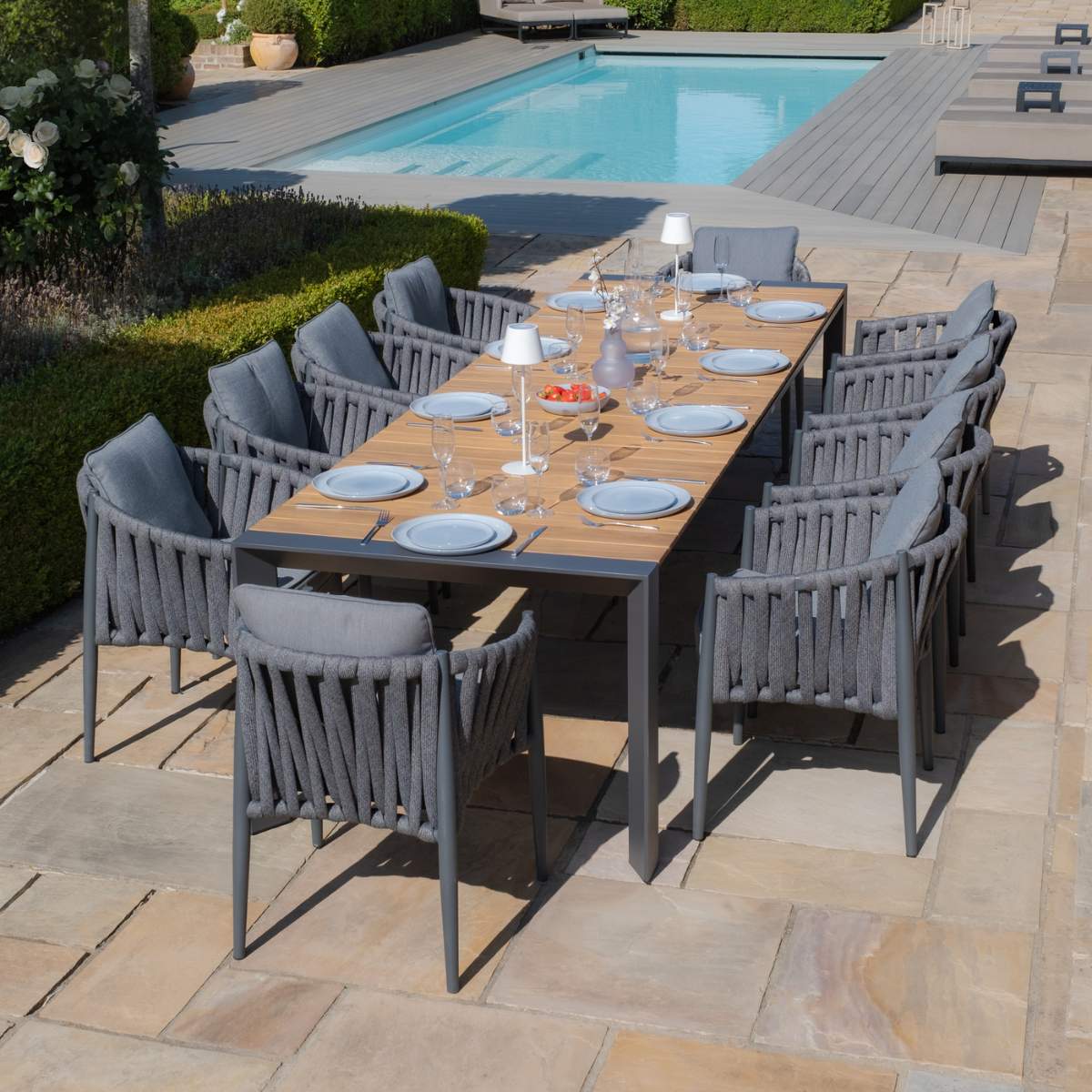 Maze - Jakarta 6 - 10 Seat Rectangular Extending Teak Dining Table