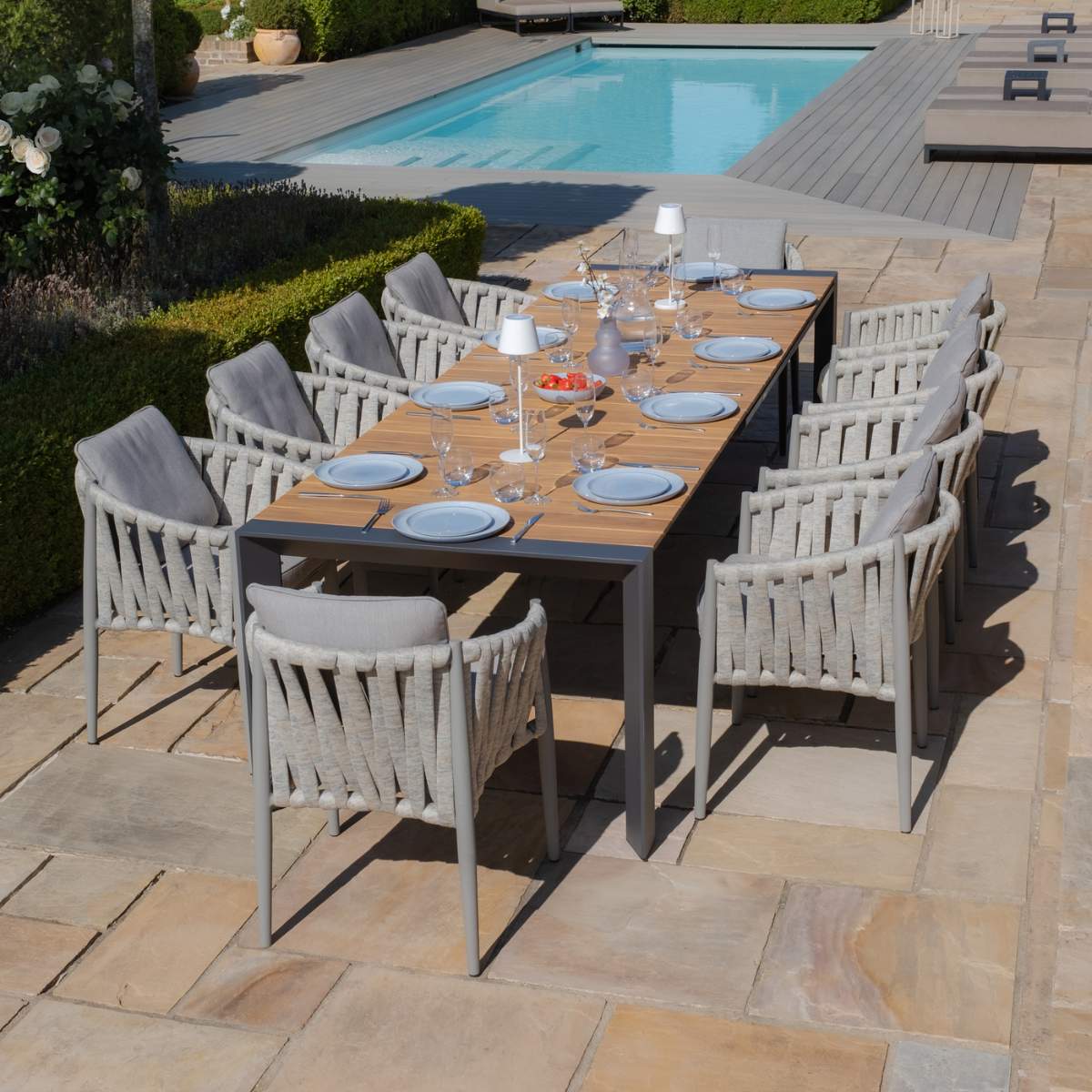 Maze - Jakarta 6 - 10 Seat Rectangular Extending Teak Dining Table