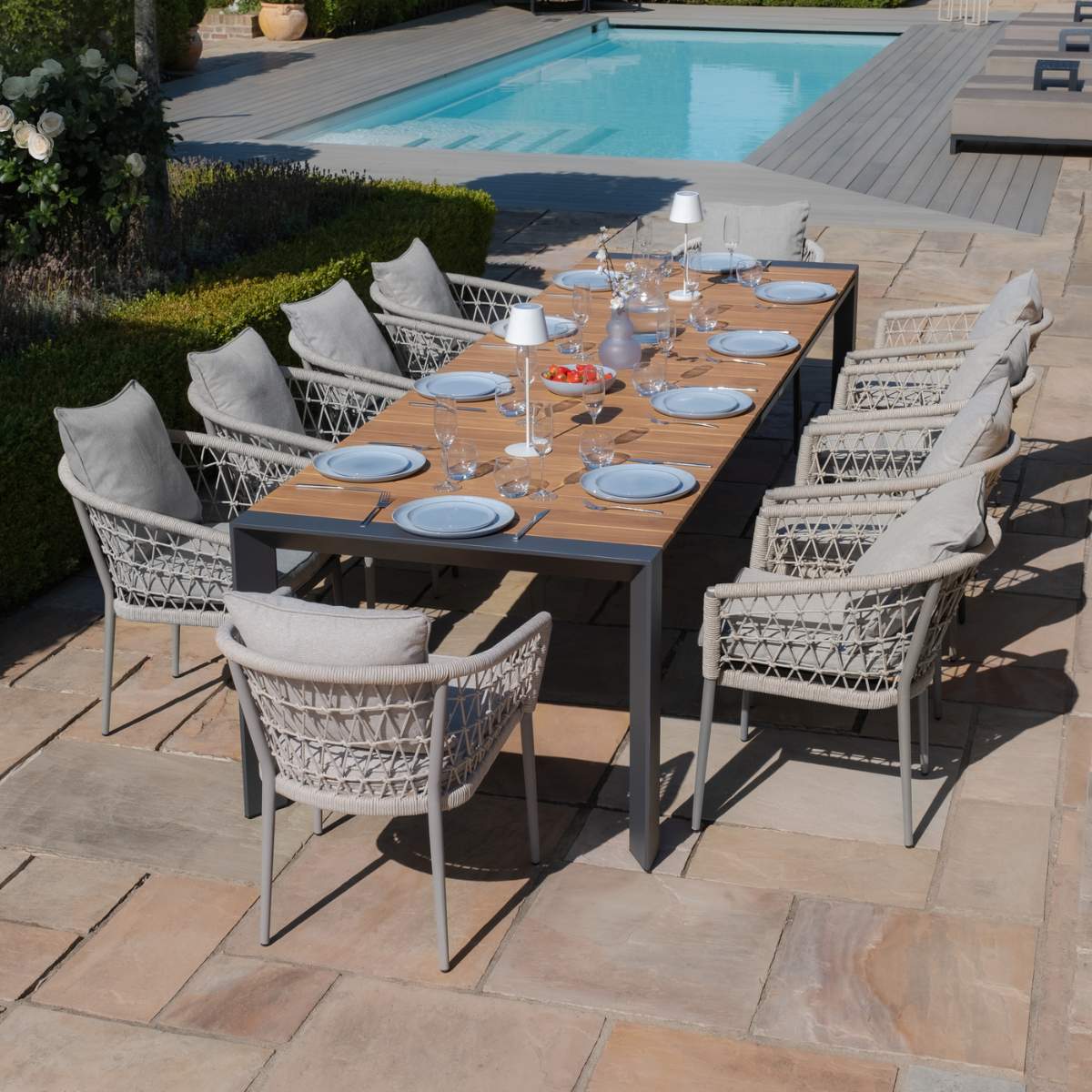 Maze - Jakarta 6 - 10 Seat Rectangular Extending Teak Dining Table