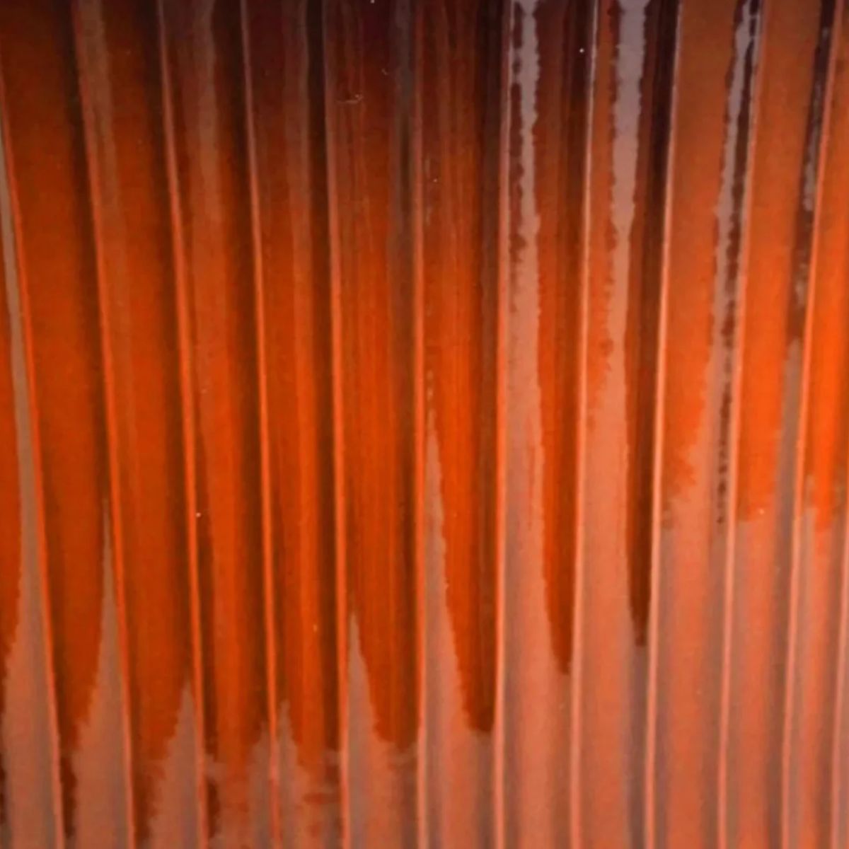 Ivyline Jasper Metal Ribbed Tapered Burnt Orange Planter Set of 4
